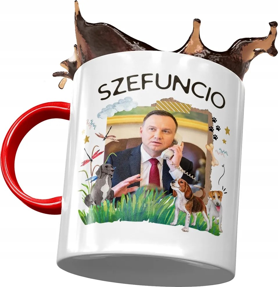 Bögre Piros Andrzej Duda PiS elnök Ajándék Nyomtatott Fotóval