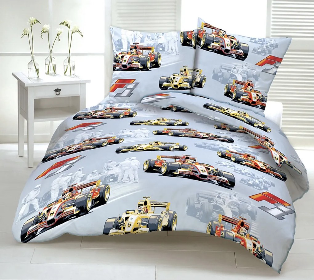 Formula gyerek pamut ágyneműhuzat TiaHome - 1x Párna 90x70cm, 1x Paplan 140x200cm