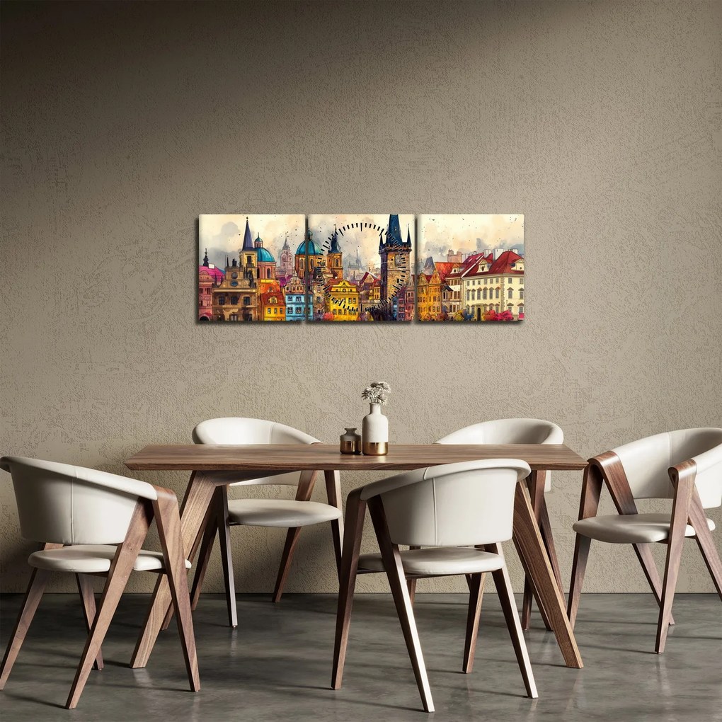 Kép - Ősz a festett városban (órával) (90x30 cm)