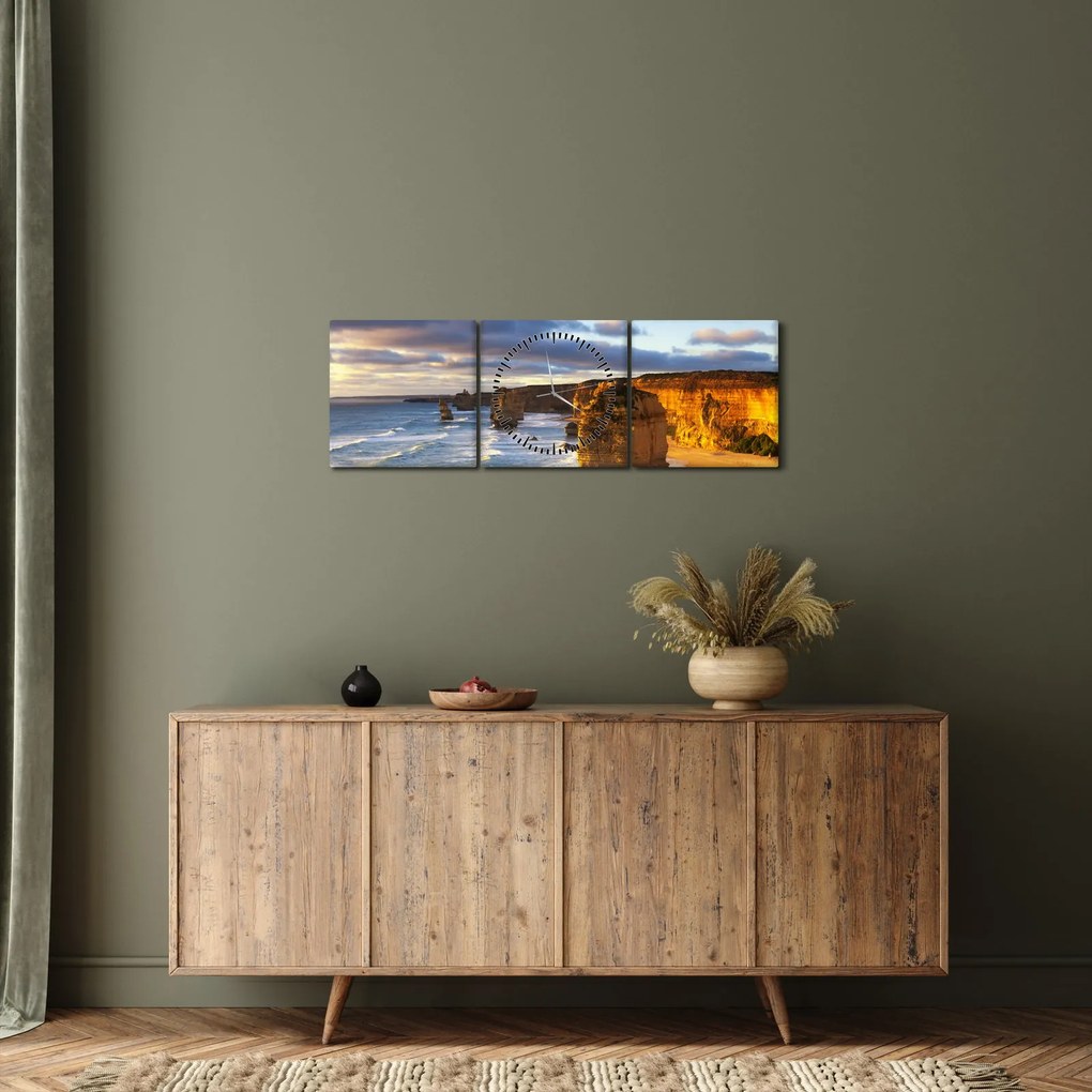 A tengeri sziklák képe (órával) (90x30 cm)