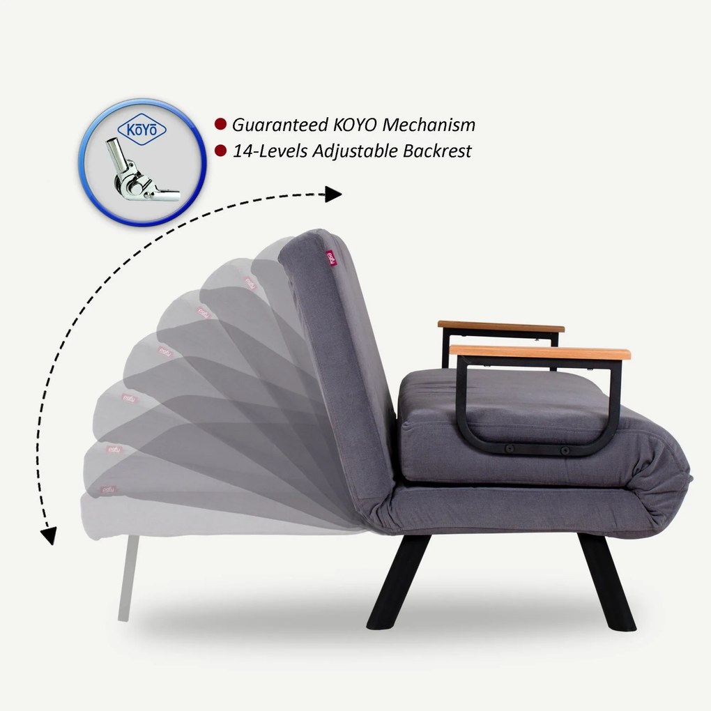 2 személyes kanapéágy Homoko 2-Seater - Szürke