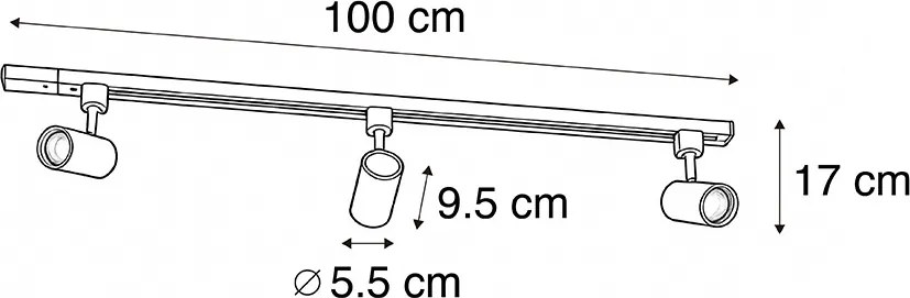 Modern 1 fázisú sínrendszer 3 fehér spotlámpával - Jeana