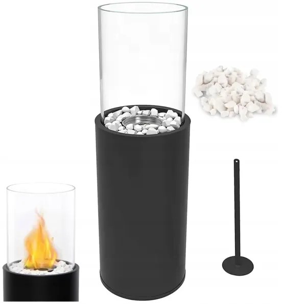 Bio kandalló ROMA 26,5x80,5 cm 2kW fekete + védőfedél