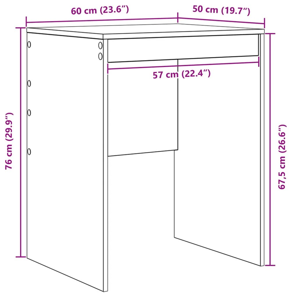 vidaXL Íróasztal Füstölt tölgy Rétegelt fa 60 x 50 x 76 cm Íróasztal
