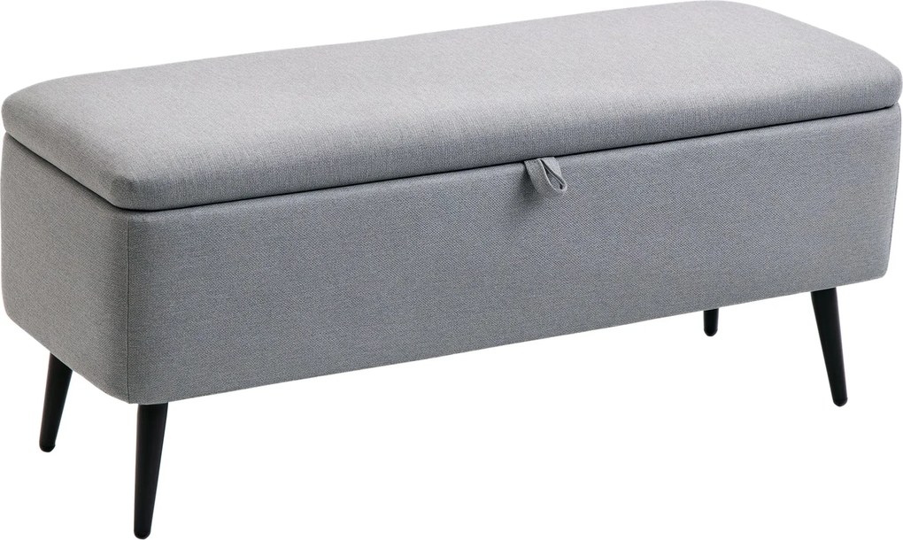 HOMCOM Tároló Pad, Kárpitozott Pad Tárolóval, Vászonhatású, Ágy Padacél Lábakkal, Nappaliba, Előszobába, Hálószobába, max. 150 kg teherbírás, 101 x 38