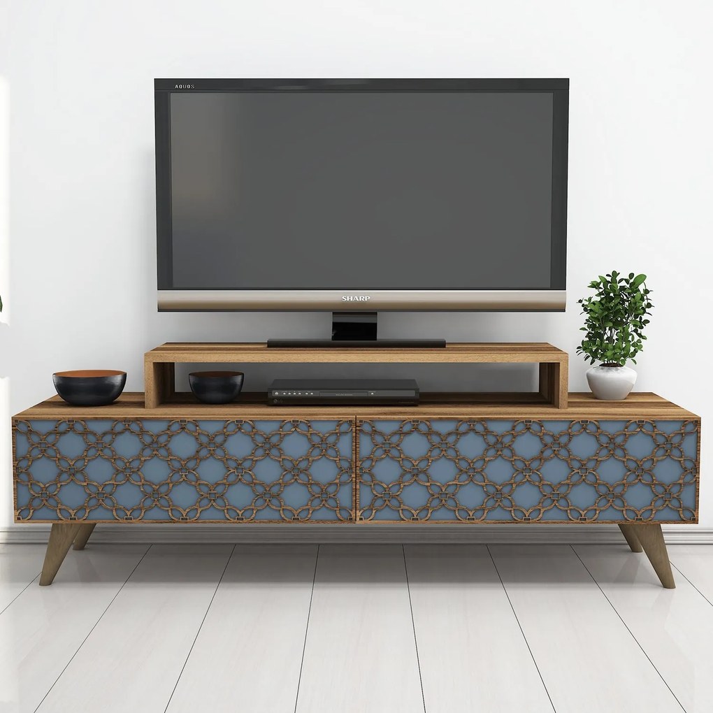 TV asztal/szekrény Curio (dió + kék). 1071859