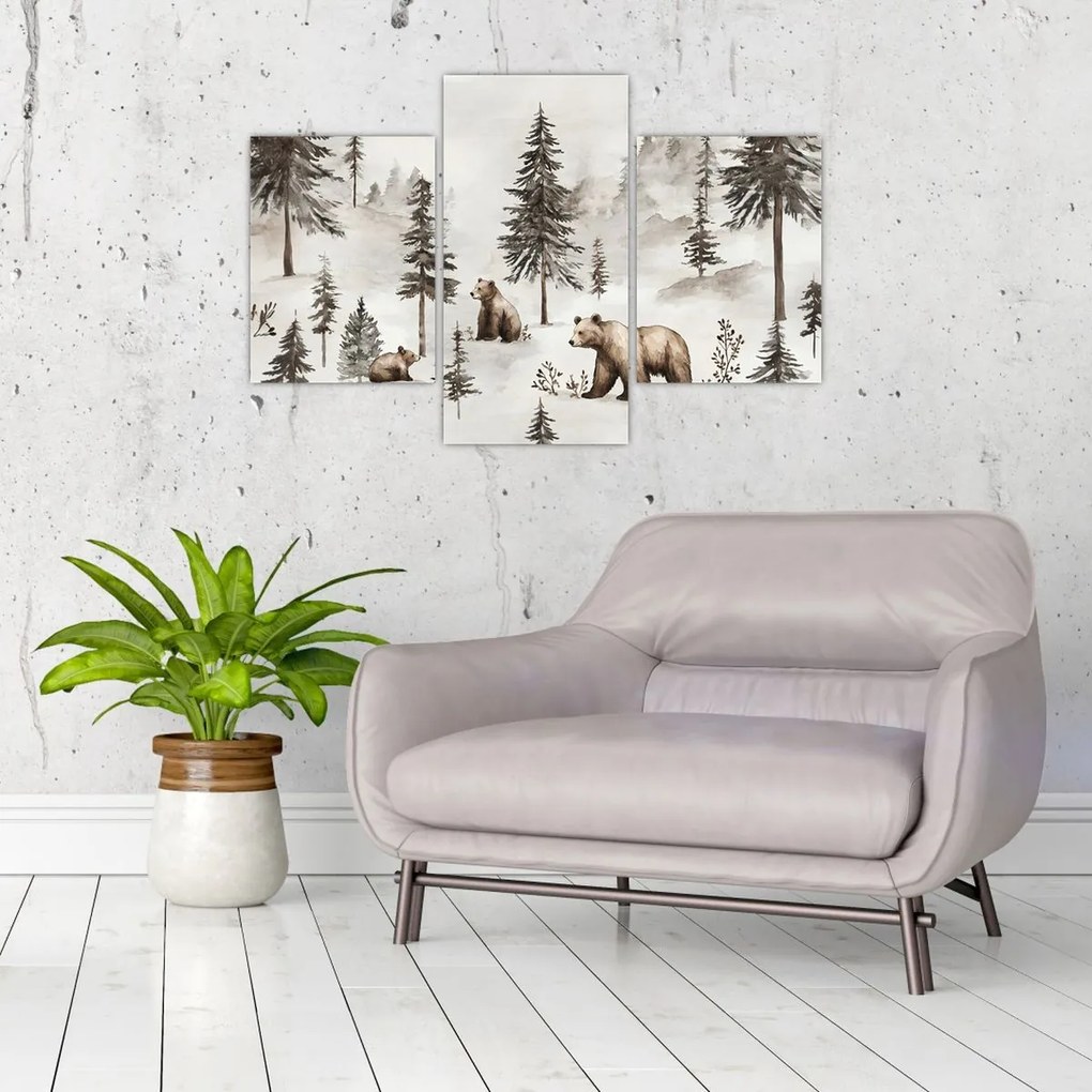 Kép - Erdő medvékkel (90x60 cm)