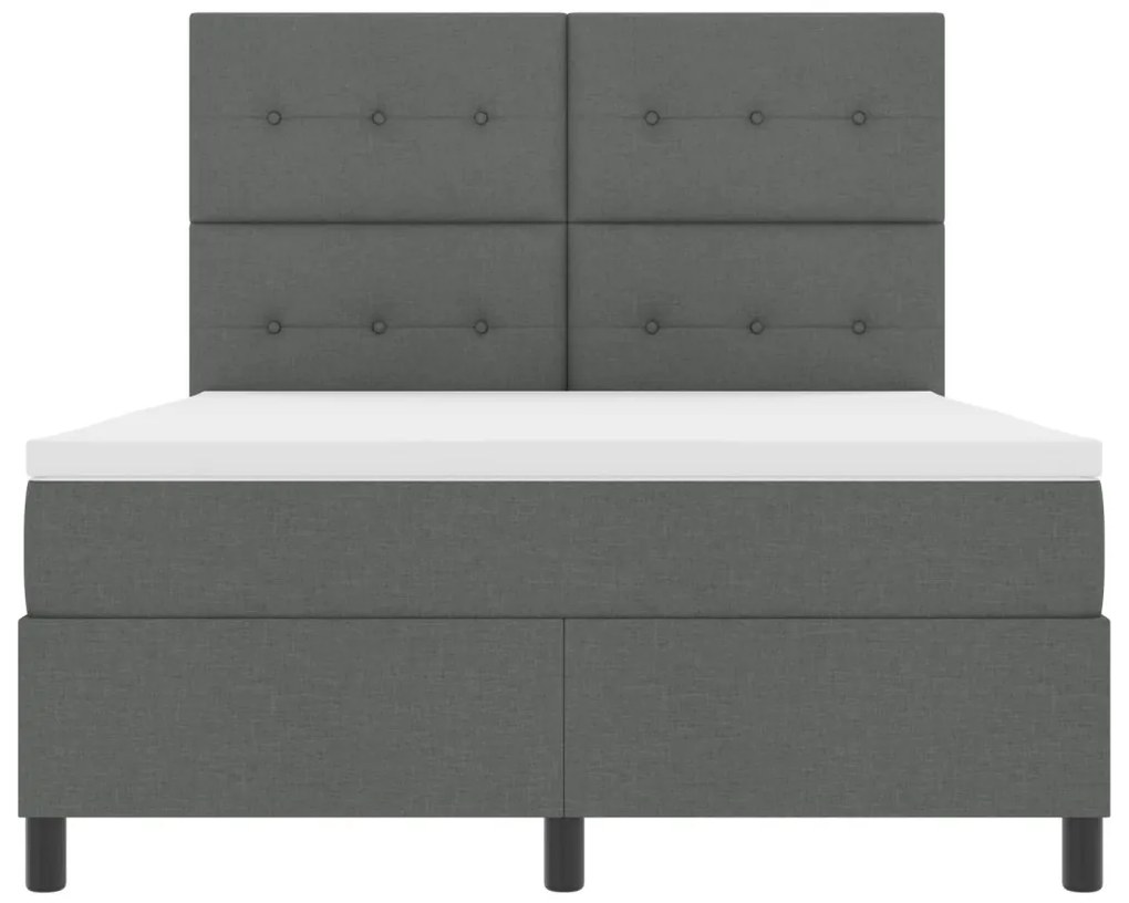 Boxspring ágy matraccal és LED világítással, sötétszürke, 140 x 200 cm, szövet