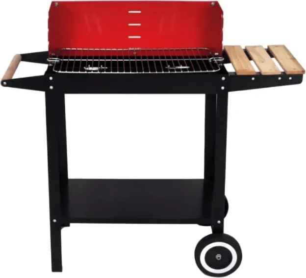 Kerti grill faszénnel BBQ 87x35 cm, fekete/piros