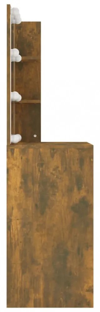füstös tölgy színű LED-es fésülködőasztal 60 x 40 x 140 cm