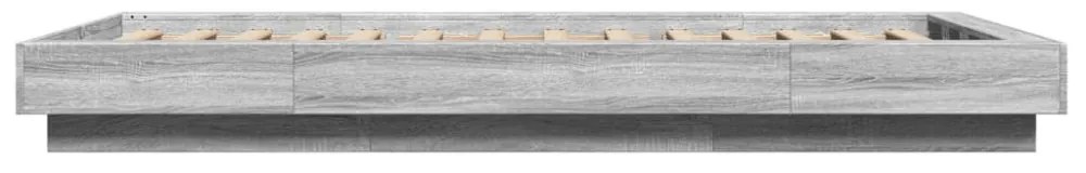 szürke sonoma színű szerelt fa ágykeret LED-del 75x190 cm