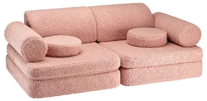 Rózsaszín buklé gyerek kanapé 132 cm Settee – Wigiwama