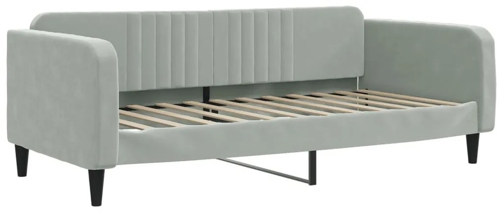 világosszürke kihúzható bársony heverő 90 x 200 cm