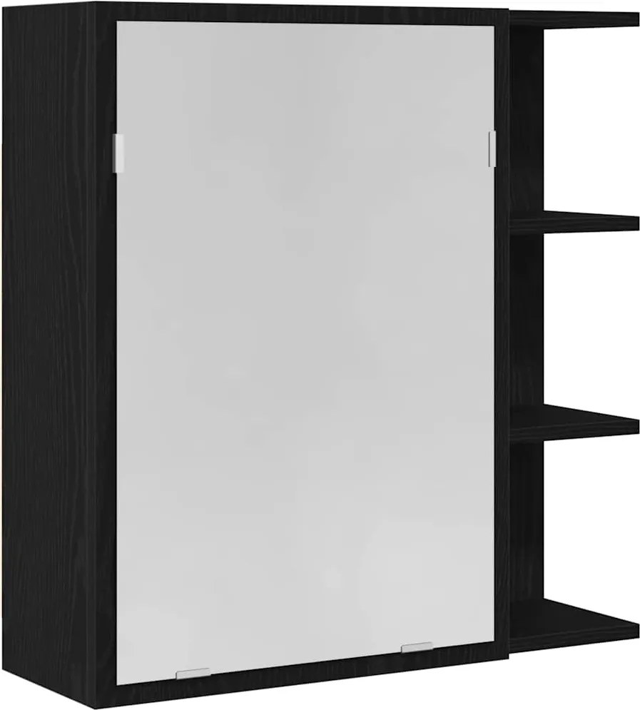vidaXL Fürdőszobai tükörszekrény Fekete tölgy 62,5 x 20,5 x 64 cm