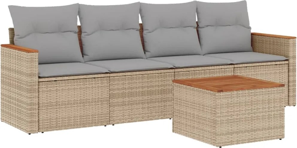 vidaXL 5 részes vegyes bézs polyrattan kerti ülőgarnitúra párnákkal