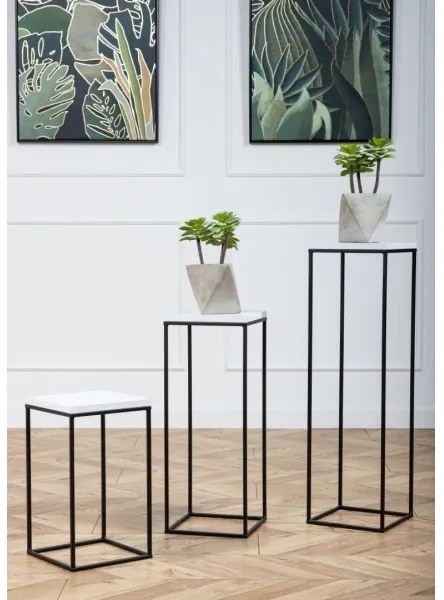 BASICLOFT virágtartó állvány 40x24 fehér/fekete