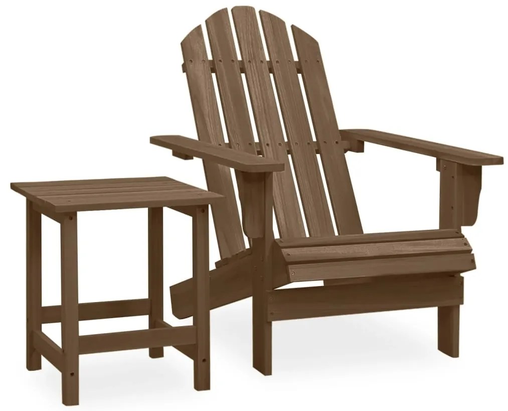 vidaXL barna tömör fenyőfa kerti adirondack szék asztallal