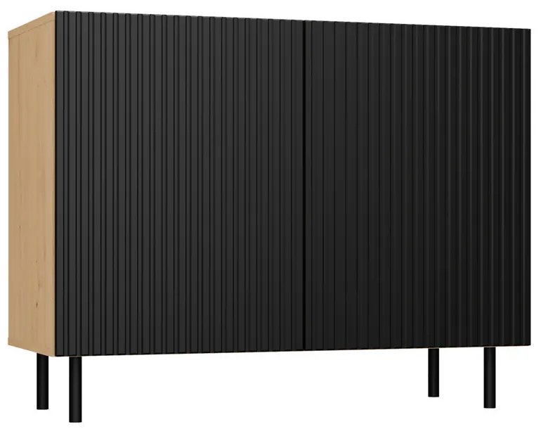 MIX Kama 2 komód (egyenes mintázat), tölgy-fekete