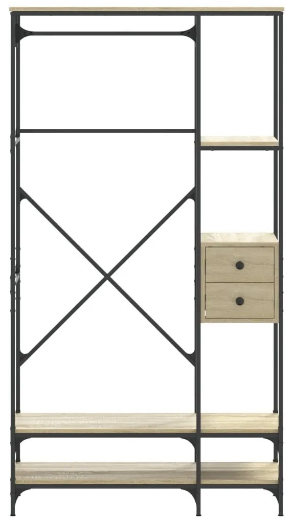 vidaXL sonoma tölgy szerelt fa ruhatartó polcokkal