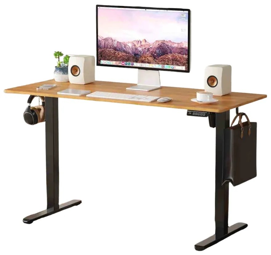 Elektromosan állítható magasságú íróasztal - 140x60cm arany tölgy ülő-/állómunkához - LVN System Lite LV1715