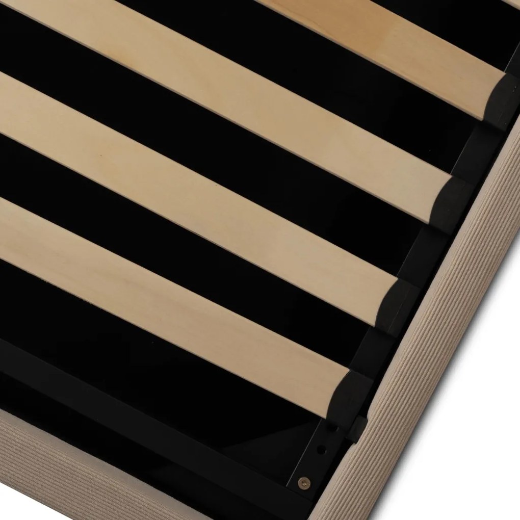 Ágy 180x200 cm méretben, ágyneműtartóval, bézs színben, kordbársony kárpittal MARSYLIA