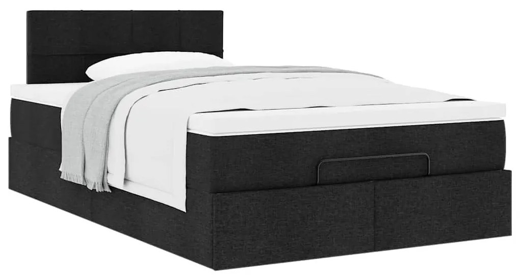 Ottomán ágy matraccal fekete 120x190 cm szövet