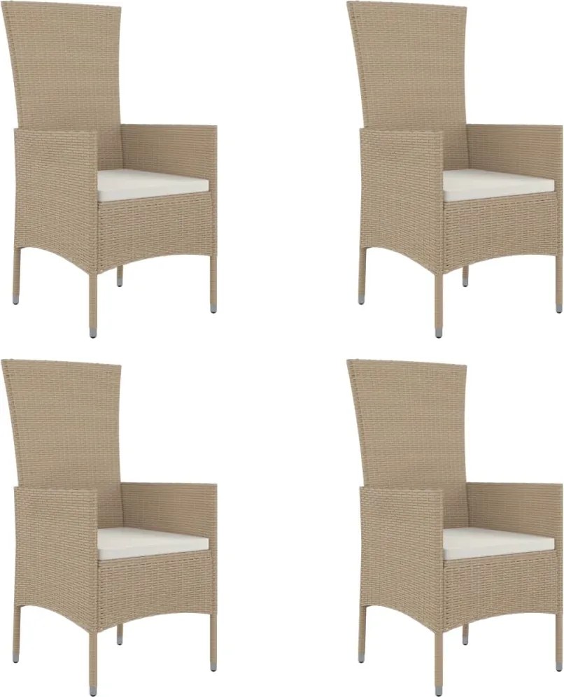 vidaXL 4 db bézs polyrattan kerti szék párnával