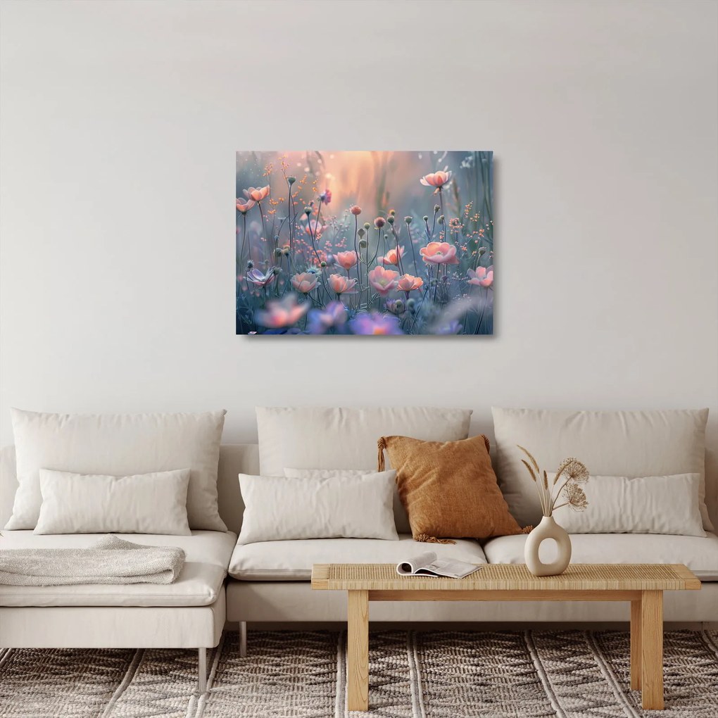 Üveg kép - Virágok pasztell színekben (70x50 cm)