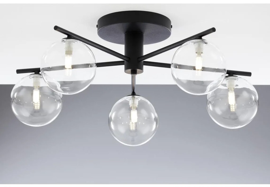Jupiter 2046 - Felületre szerelhető csillár PRATO 5xG9/10W/230V fekete/átlátszó