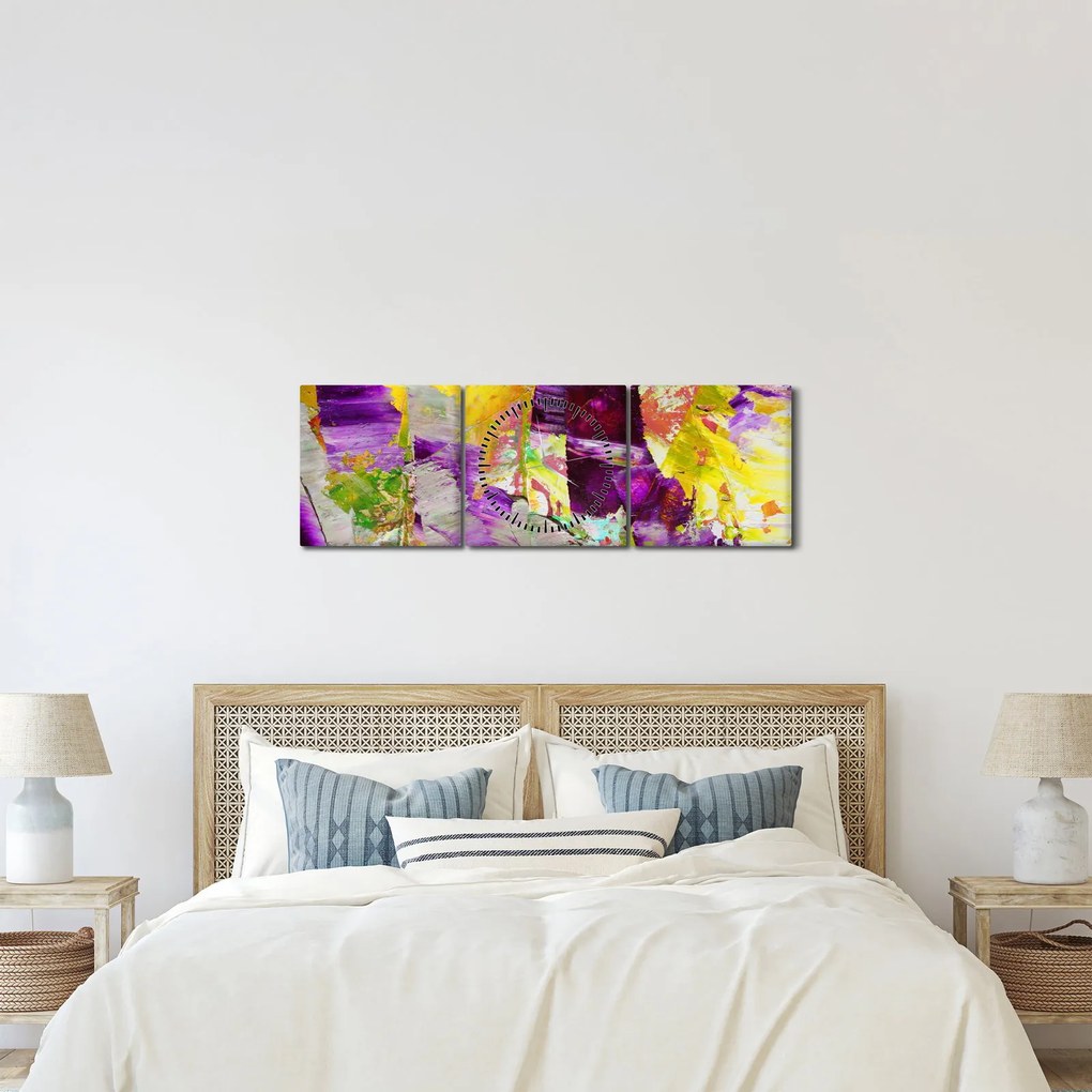 Absztrakció kép - festmény (órával) (90x30 cm)