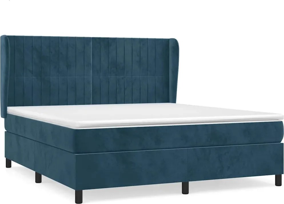 vidaXL sötétkék bársony rugós ágy matraccal 160x200 cm