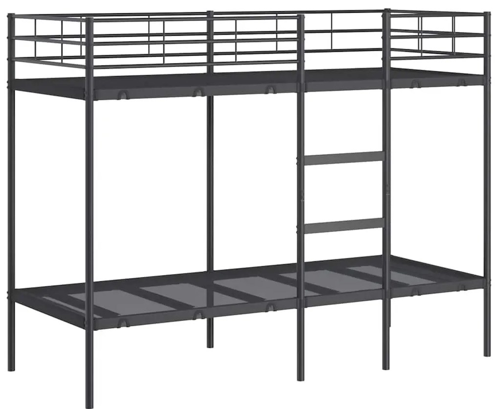 fekete acél emeletes ágy matrac nélkül 80 x 200 cm