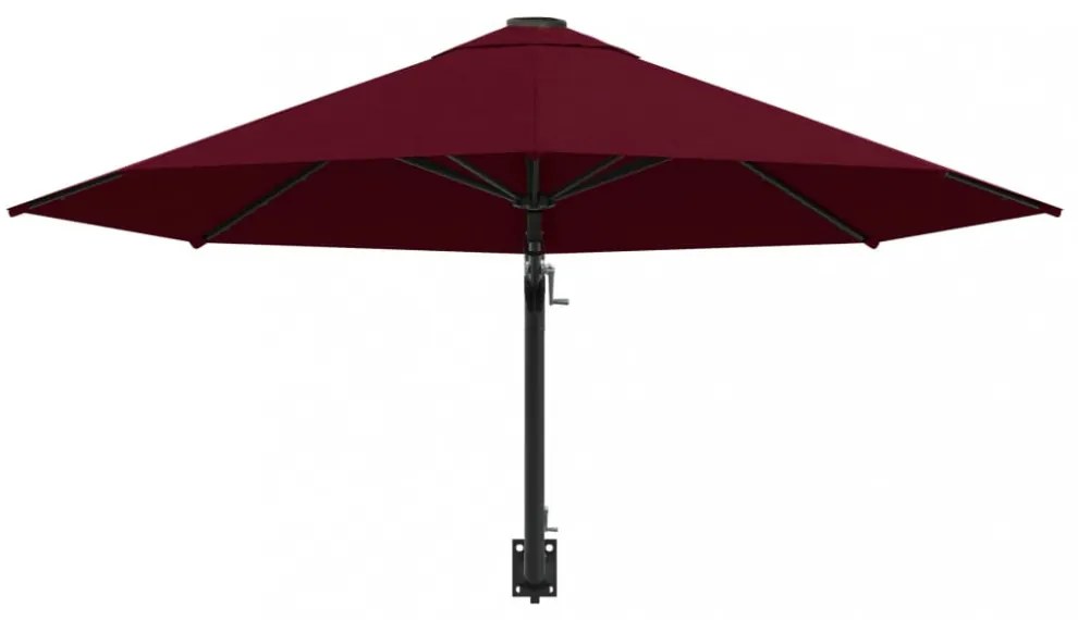 burgundi vörös falra szerelhető napernyő fémrúddal 300 cm