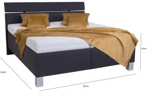 ALIS kárpitozott ágy matraccal és ágyneműtartóval, 180x200 cm, antracit