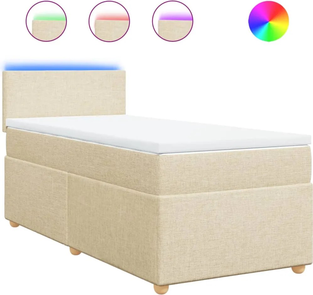 vidaXL krémszínű szövet rugós ágy matraccal 90 x 200 cm