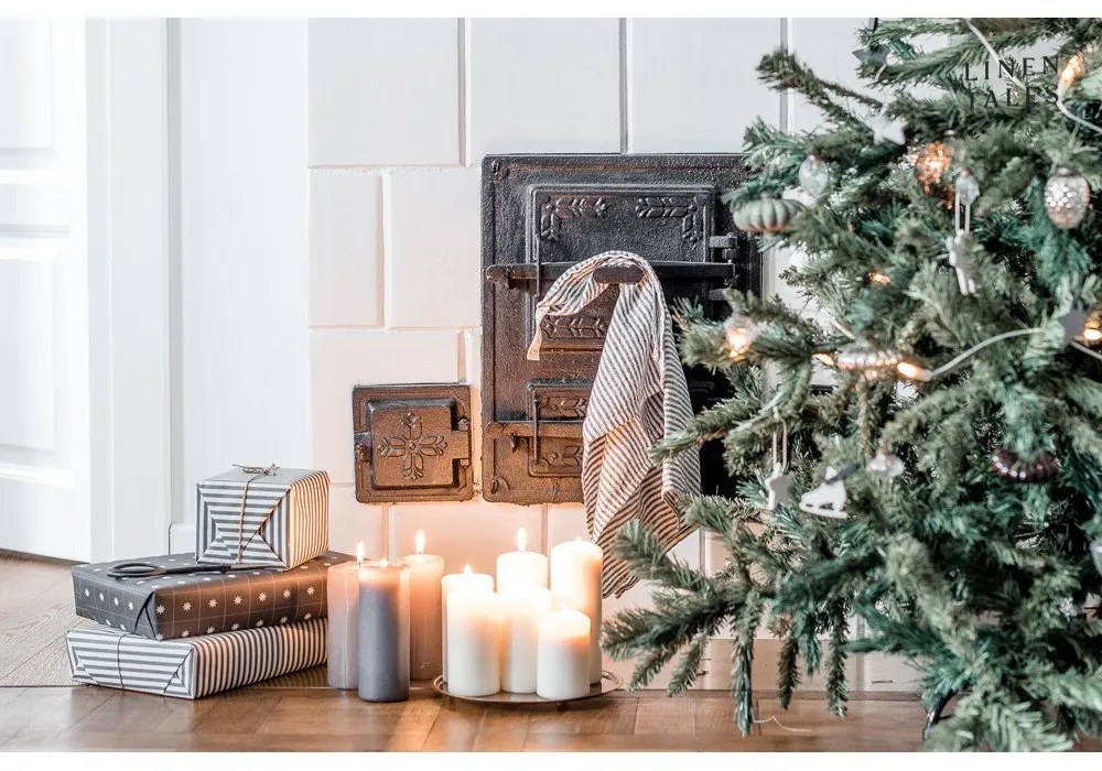 Len konyharuha 45x65 cm Thin Black Stripes – Linen Tales