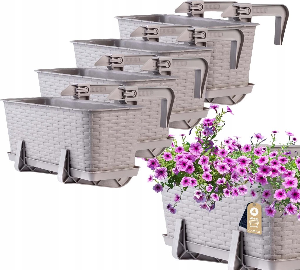 Erkélydoboz 40 cm Virágtartó Állvány Fogantyúk 4 db