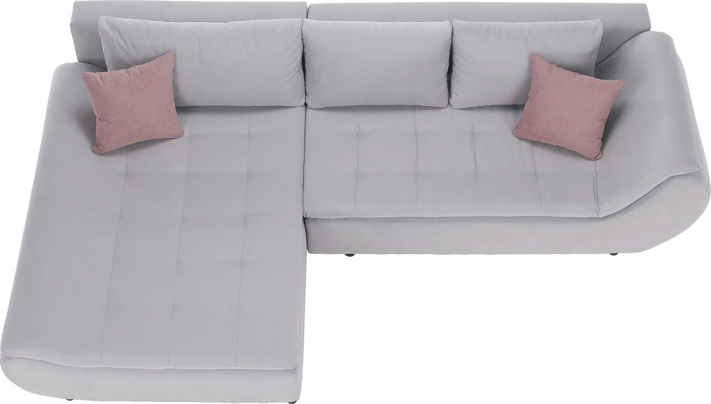 Ülőgarnitúra, világosszürke/púderrózsaszín, szövet, balos, BRATO