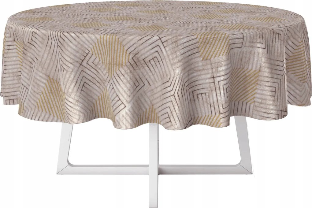 Cerata Abrosz Bőrből Bézs Barna Geometriai Minták Kerek Vastag Kör 140 cm