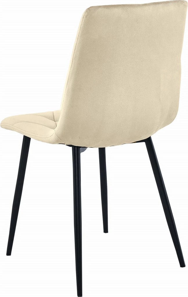 AKCIÓ Világos bézs bársony étkezőszék LIBRA fekete lábakkal II. osztály