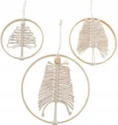 Boltze makramé karácsonyfa fa medál szett 3 méretben 2027974