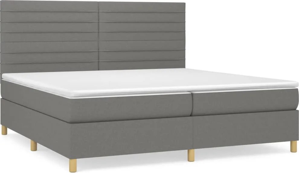 vidaXL sötétszürke szövet rugós ágy matraccal 200 x 200 cm