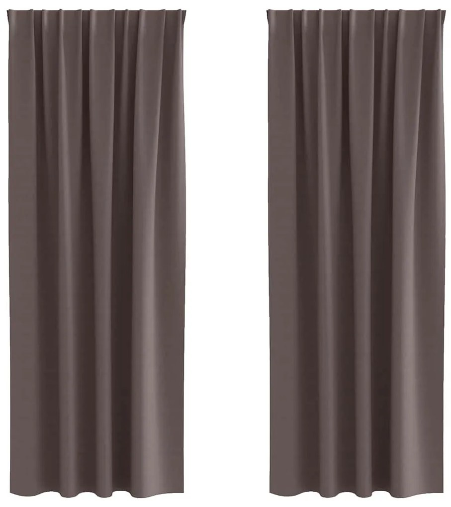 Függönyök függönyökkel 2 pcs sötétbarna 245x140cm Poliészter