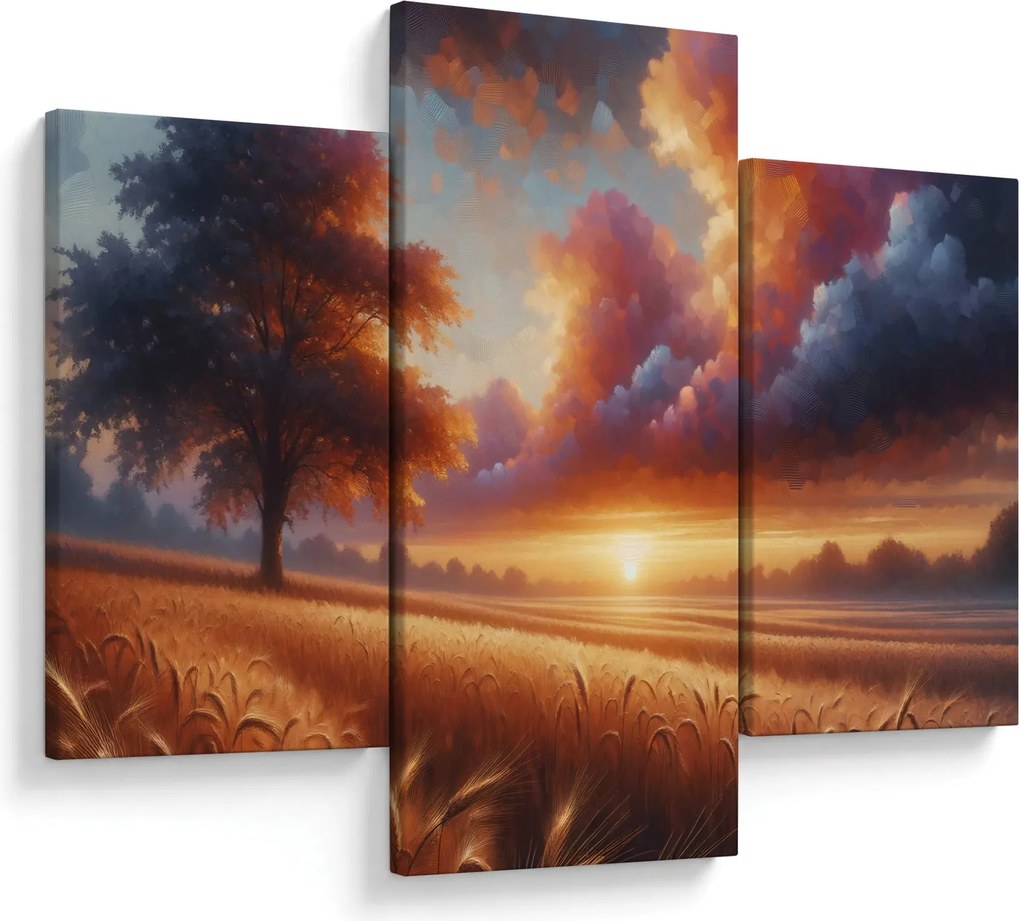 Kép – Naplemente a mezőn (90x60 cm)
