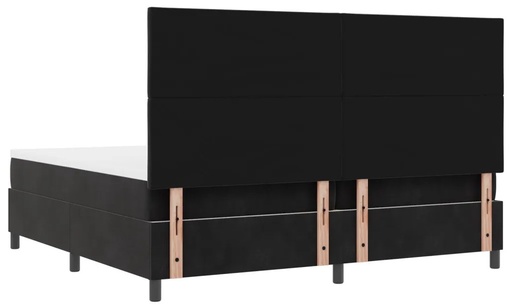 Box Spring ágy matraccal Fekete 200x200 cm Bársony