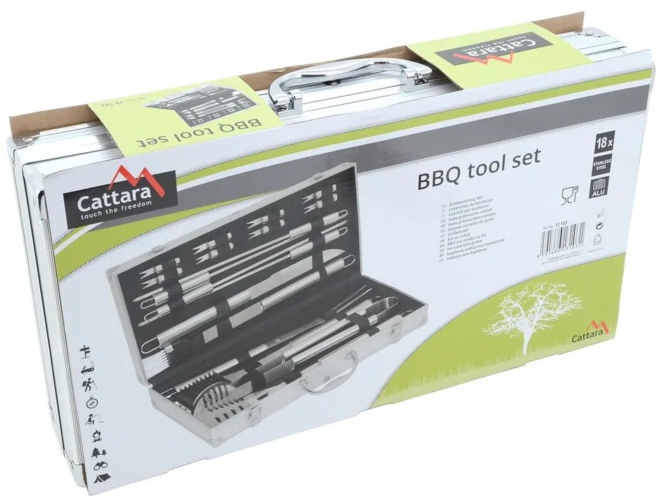 Alu 18 db-os grillező eszköz készlet táskával - Cattara
