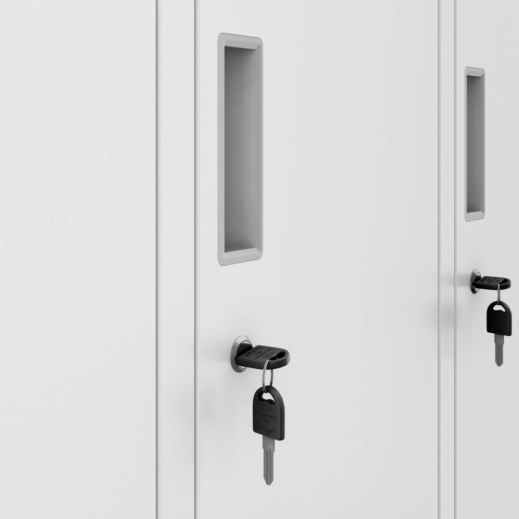 Szociális fém öltözőszekrény 6 ajtóval IGOR 900 x 1850 x 450 mm, fehér