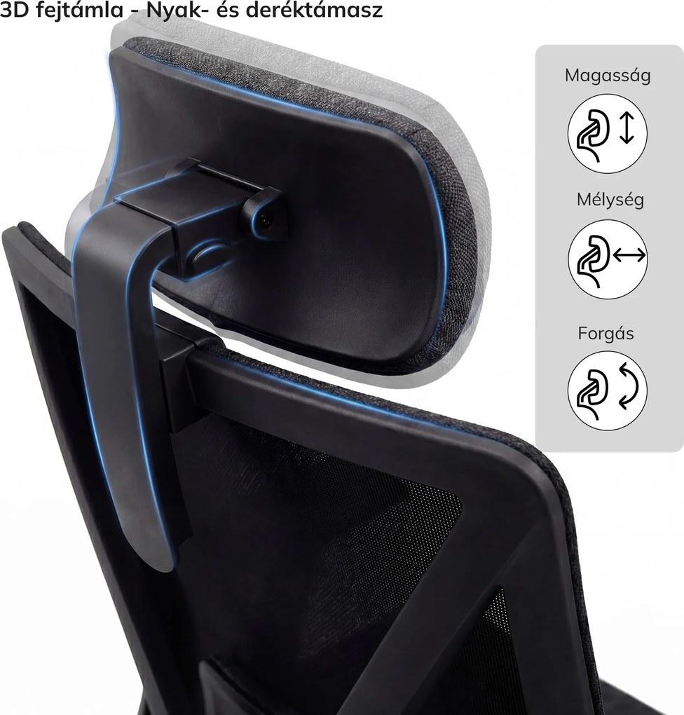 Ergonomikus irodai szék fekete hálós VECTOR