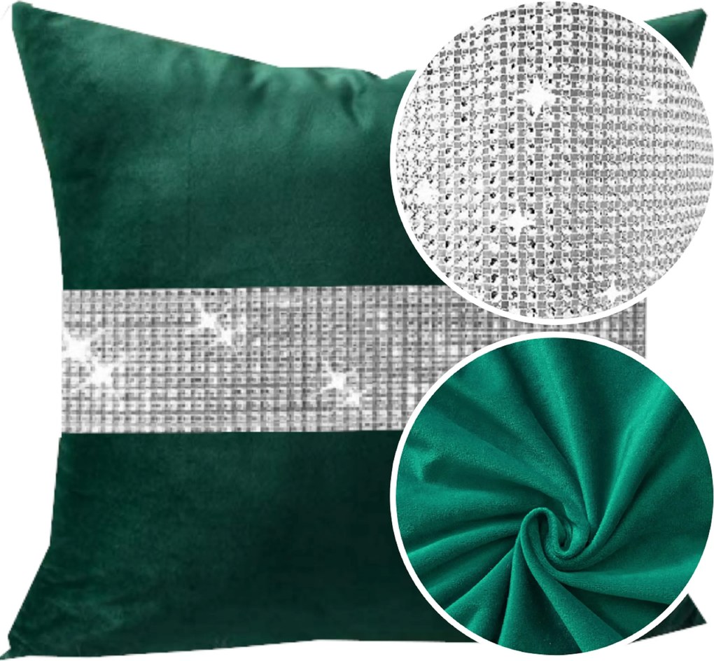 Velúr Párnahuzat 40x40 Cirkónia Kövekkel Díszített Díszpárnahuzat