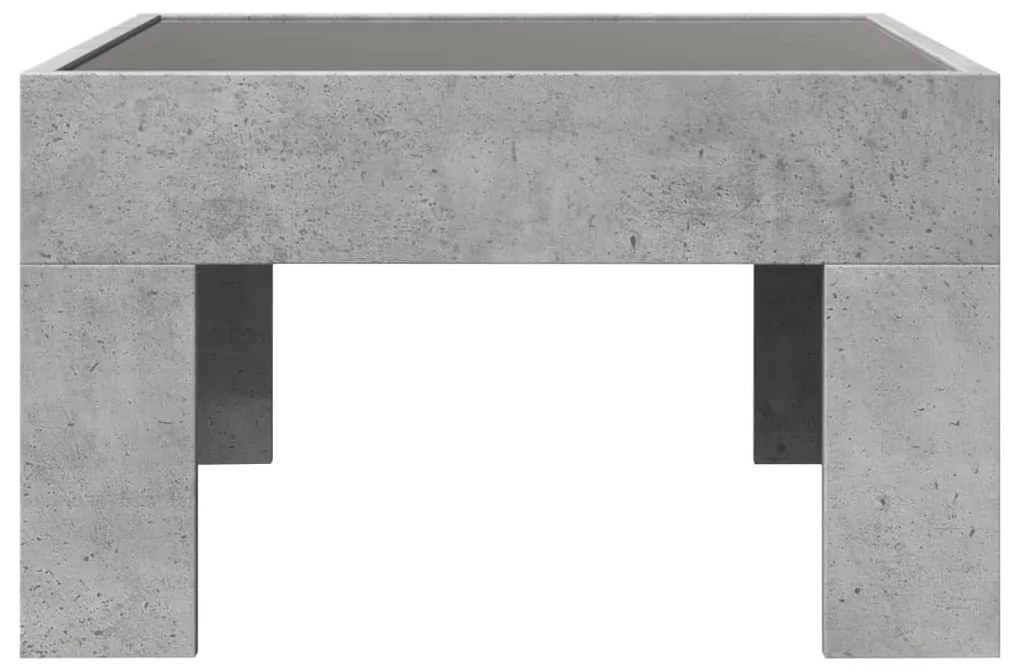 betonszürke végtelen hatású LED-es dohányzóasztal 50x50x30 cm